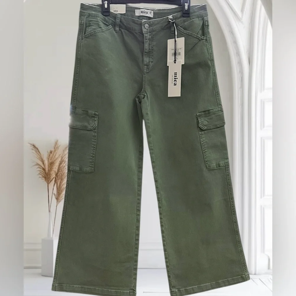 Mica Los Angeles Downeast WideLeg Cargo Jeans. Green. Size: 30 (12) NWT - Picture 3 of 12